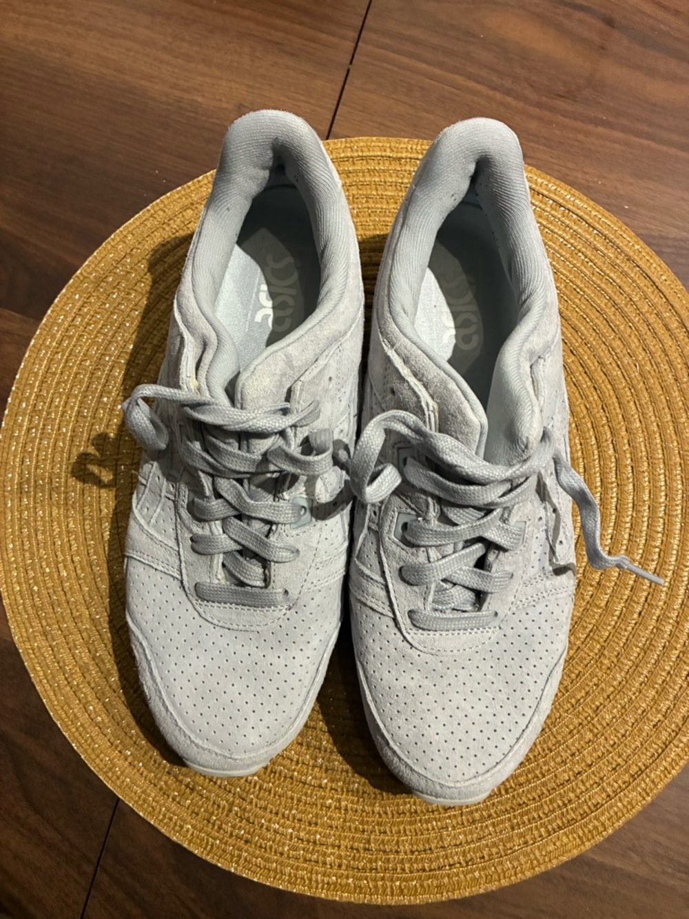 Asics Light Gray Suede Athletic Sneakers